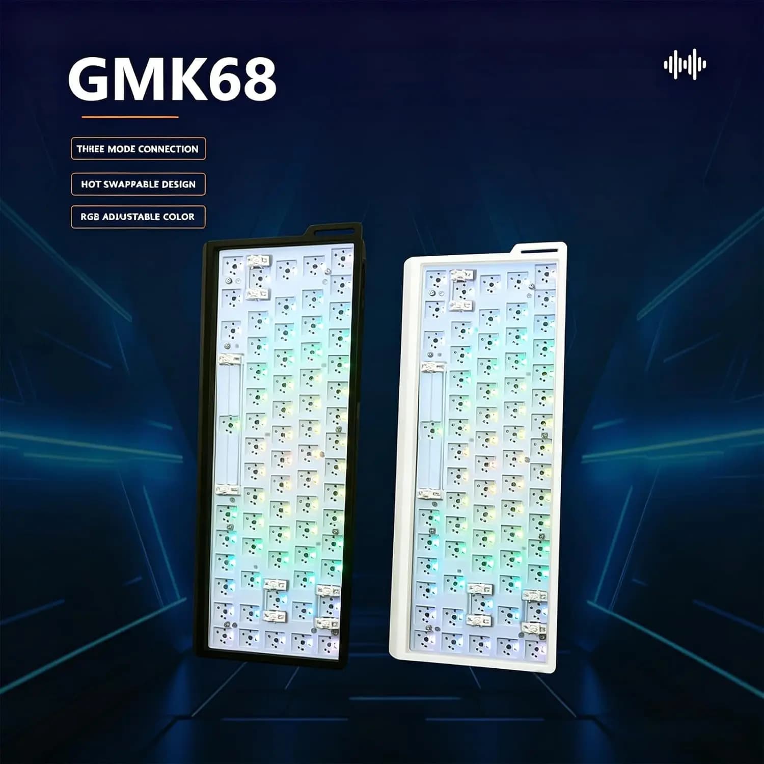 GMK68 Machanical Keyboard KIT Bluetooth 5.0/2.4G Wireless/Wired Gasket-mounted Gaming Keyboard Customizable Keyboards Kit
