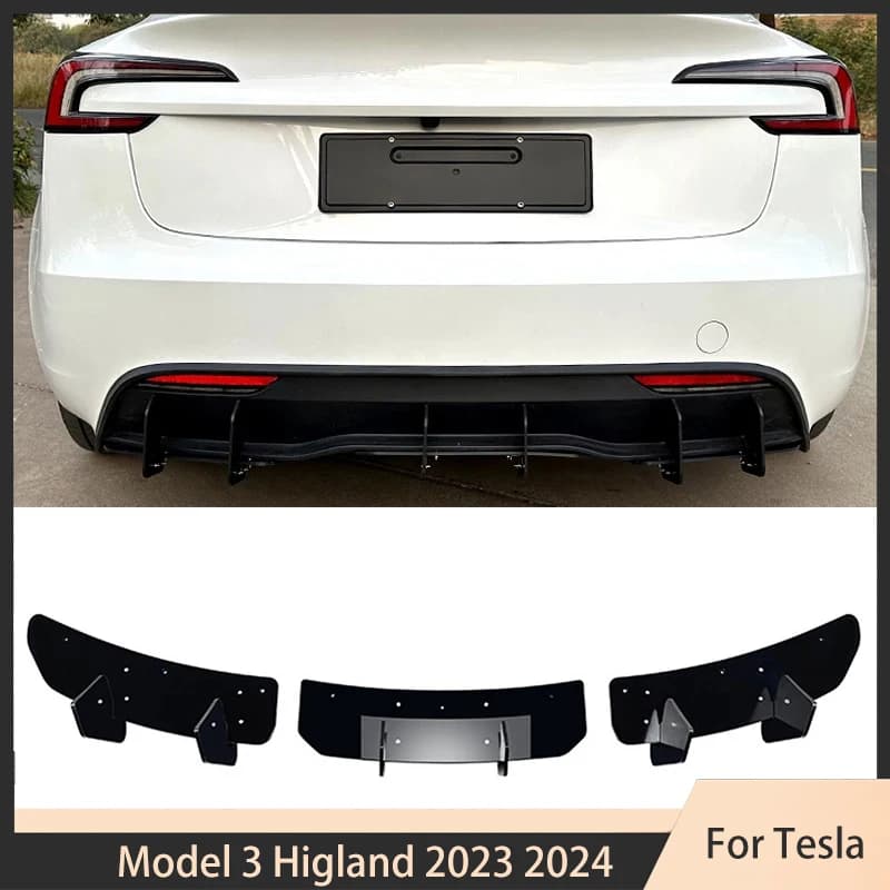 Paraurti diffusore labbro posteriore Splitters laterali Spoiler Lip paraurti posteriore Protector per Tesla Model 3 Higland 2023 2024 Blade Back Lip