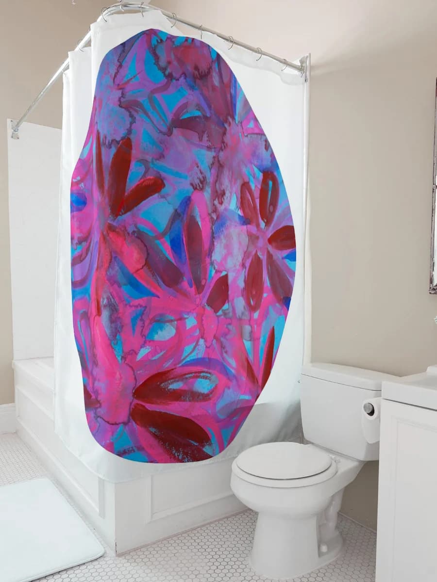 Tenda da doccia colorata con stampa floreale astratta per l'arredamento del bagno