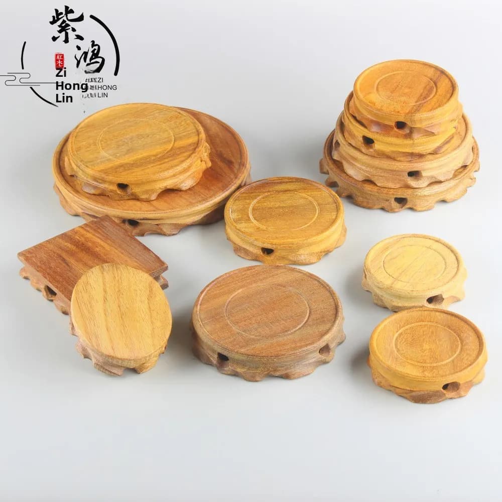 Rounded Rosewood Wooden Tray Tea Pot Plant Pots Succulent Display Piece Wood Base Creative Design Ladies Short Sleeve T-Shirt