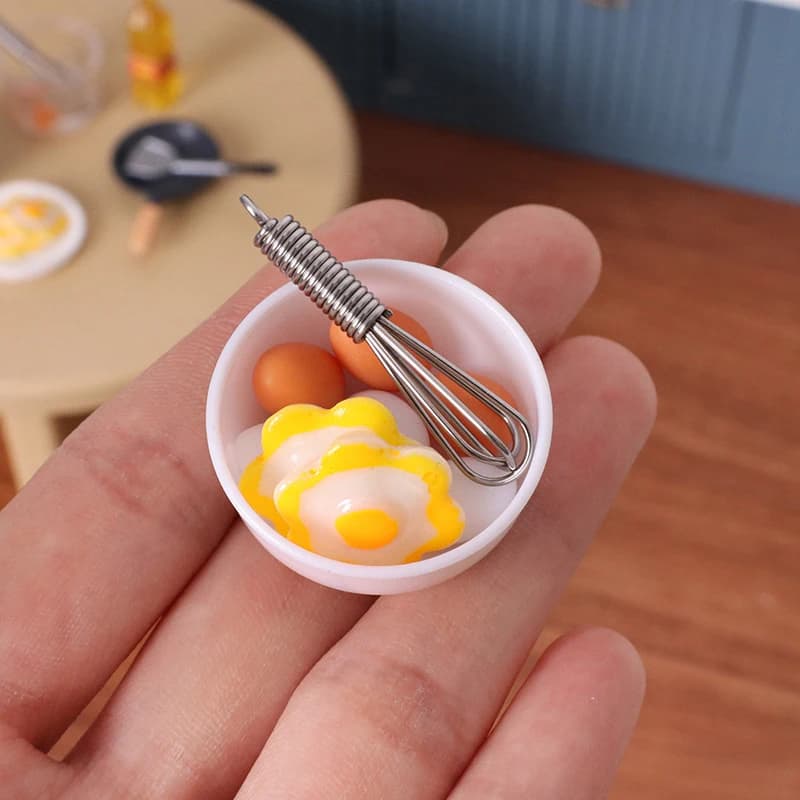 Set of 10 Pieces: Mini Padella, Frusta, Set of Doll House Decoration Bowls Fai-da-Te, Simulated Food Models, Doll Furniture Accessories