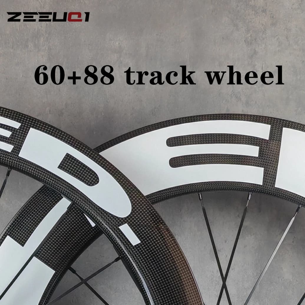 Ruote in Carbonio per Bici da Pista 88mm Posteriori 60mm Anteriori - Set Ruote Fixed Gear 700C 3k Opaco Lucido Cerchio Profondo Clincher VeloDrome Pista