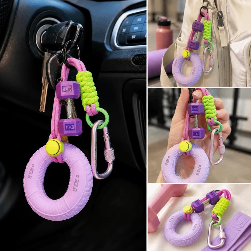 Portable Silicone Fidget Skin-Friendly Soft Silicone Mini Kettlebell Adjustable Lanyard Screw Lock Carabiner Hand Grip Ring