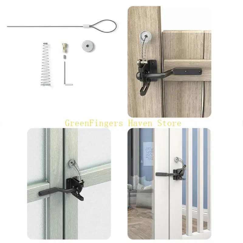 F68D Sturdy Black Coated Alloy Gate Latches Pulls and Spring Set Portable Accessory for Security Door Operations 2 Set
