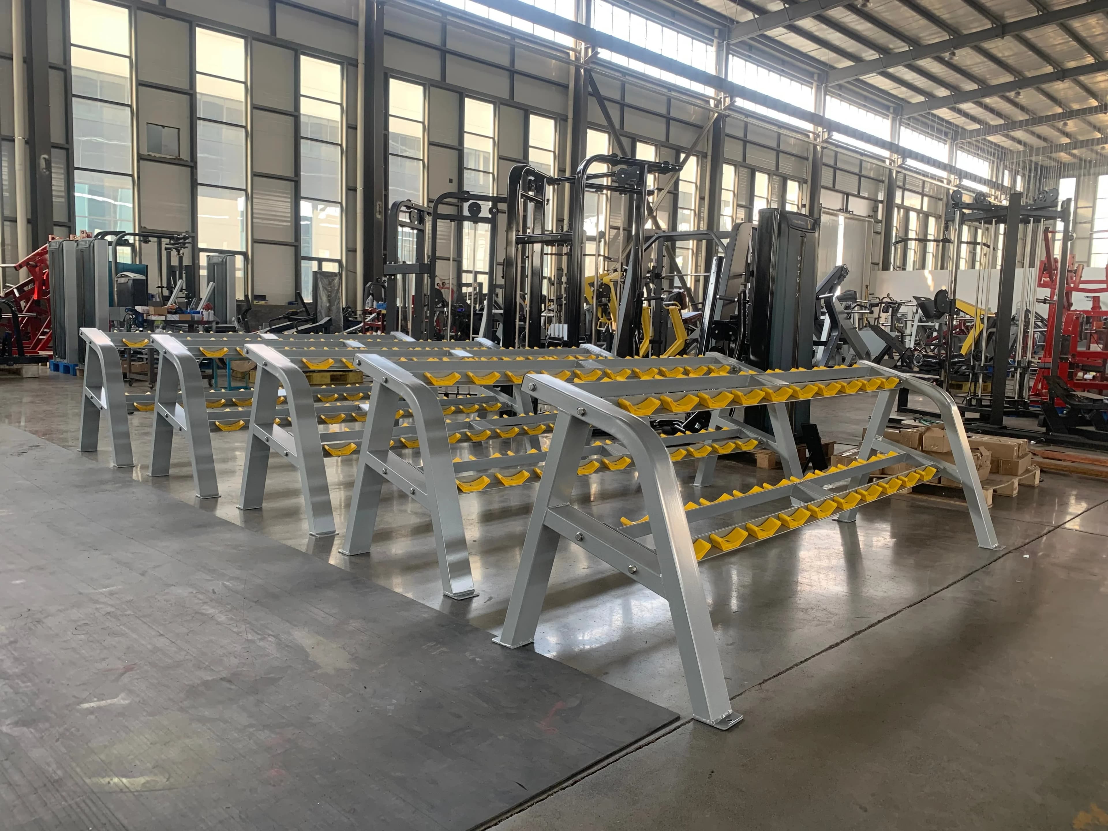 2026 Rack porta manubri in metallo per palestra commerciale, 10 livelli, per 10 paia