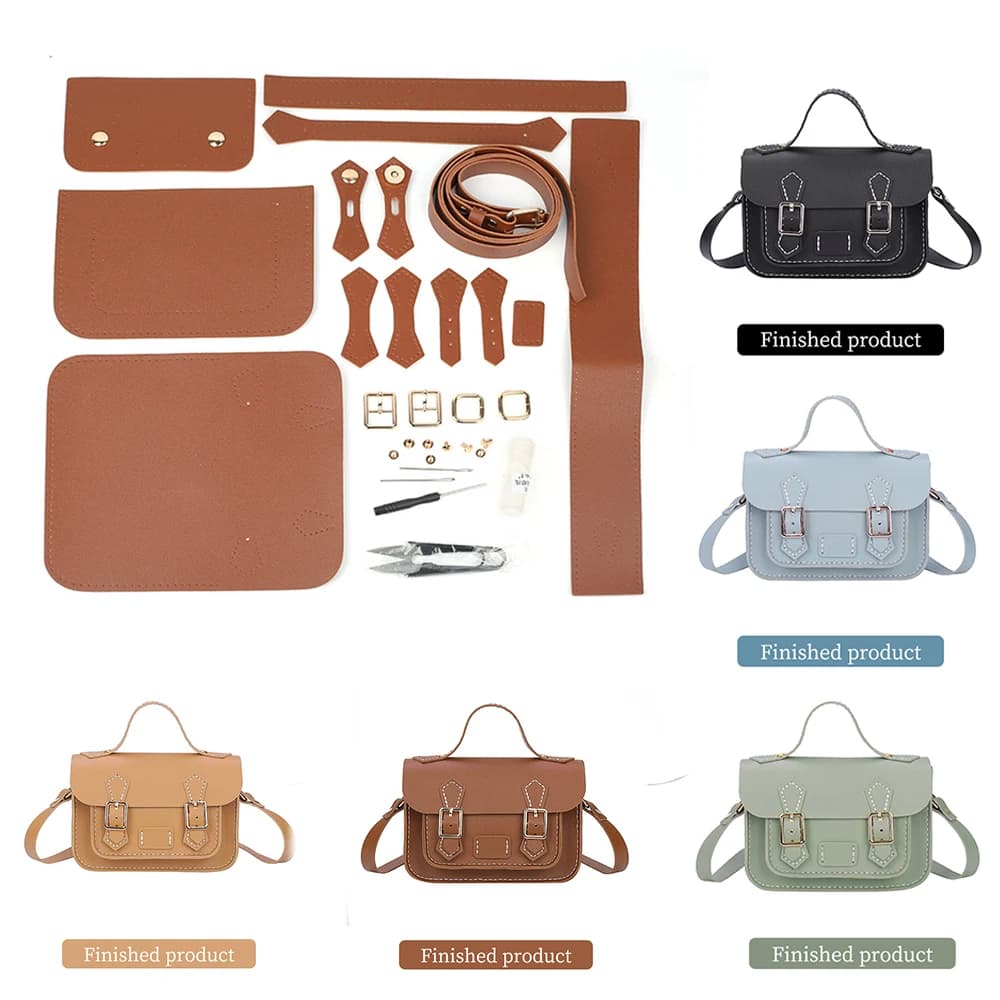 Borsa a tracolla in pelle PU fai-da-te Set per maglieria Borse Cambridge all'uncinetto Materiali per cucire Kit borsa a tracolla zaino fatto a mano