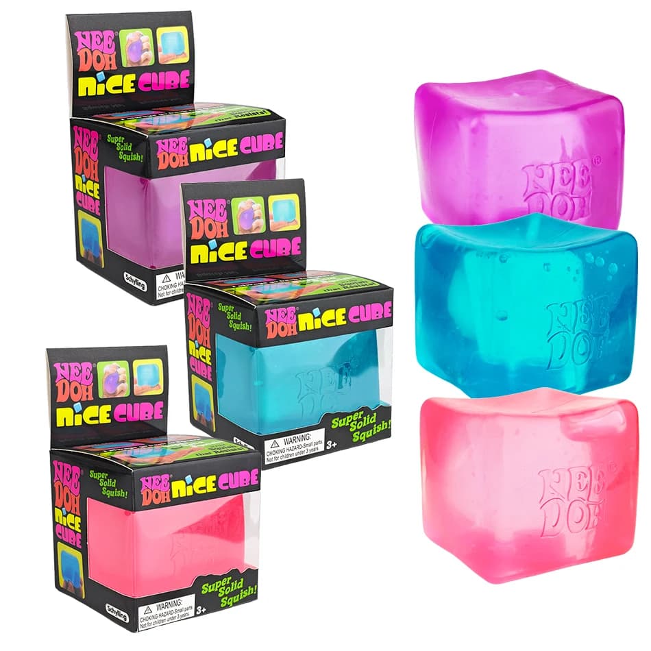 Needoh Nice Cube Antistress Sensoriale, Giocattolo Fidget a Lenta Risalita, Cubo Sensoriale da Scrivania per Ansia e Concentrazione, per Adulti e Bambini