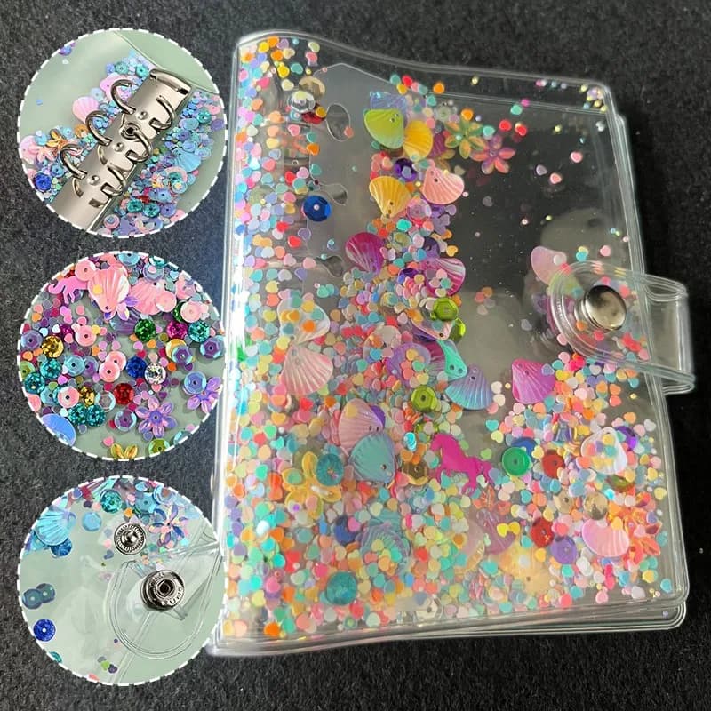 Copertina per raccoglitore A5/A6 in PVC con glitter, per notebook, agenda, album fotografico, copertina scintillante per raccoglitore, diario, taccuino, accessori