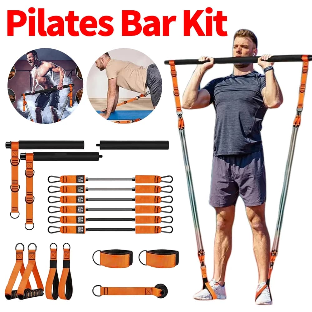 Kit barra per pilates portatile con fasce elastiche Barra per esercizi ponderata staccabile Barra per pilates multifunzionale Pilates portatile per yoga