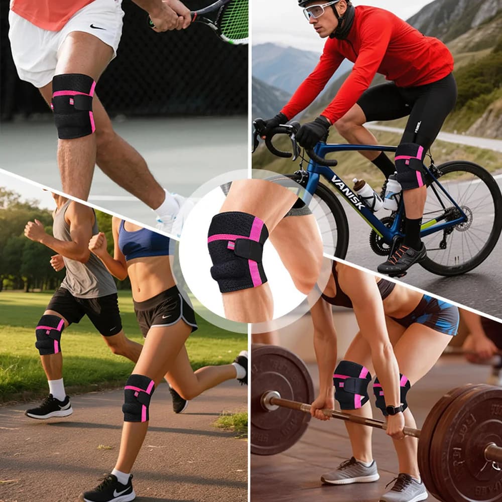 1/2 Pezzi Ginocchiera con Stabilizzatori Laterali per Uomo e Donna, Supporto Compressivo per Ginocchio con Cuscinetti in Gel per Rotula, Artrite