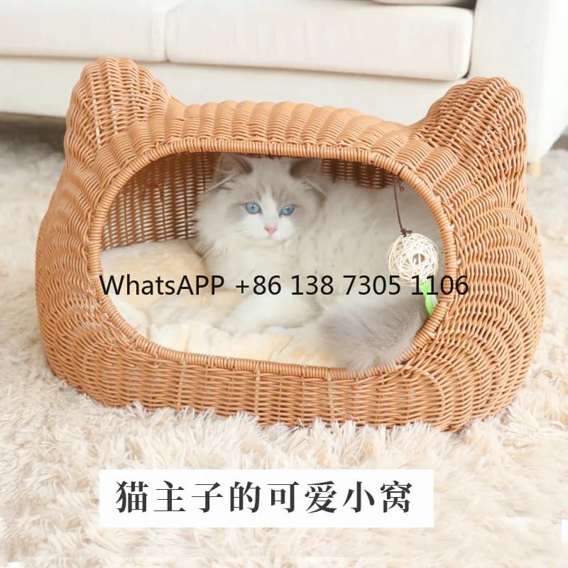 Lettiera per Gatti in Rattan Lavabile, Universale per Gabbie, Lettiera per Cani, Accessori per Animali Domestici, Semi-Chiusa e Intrecciata a Mano