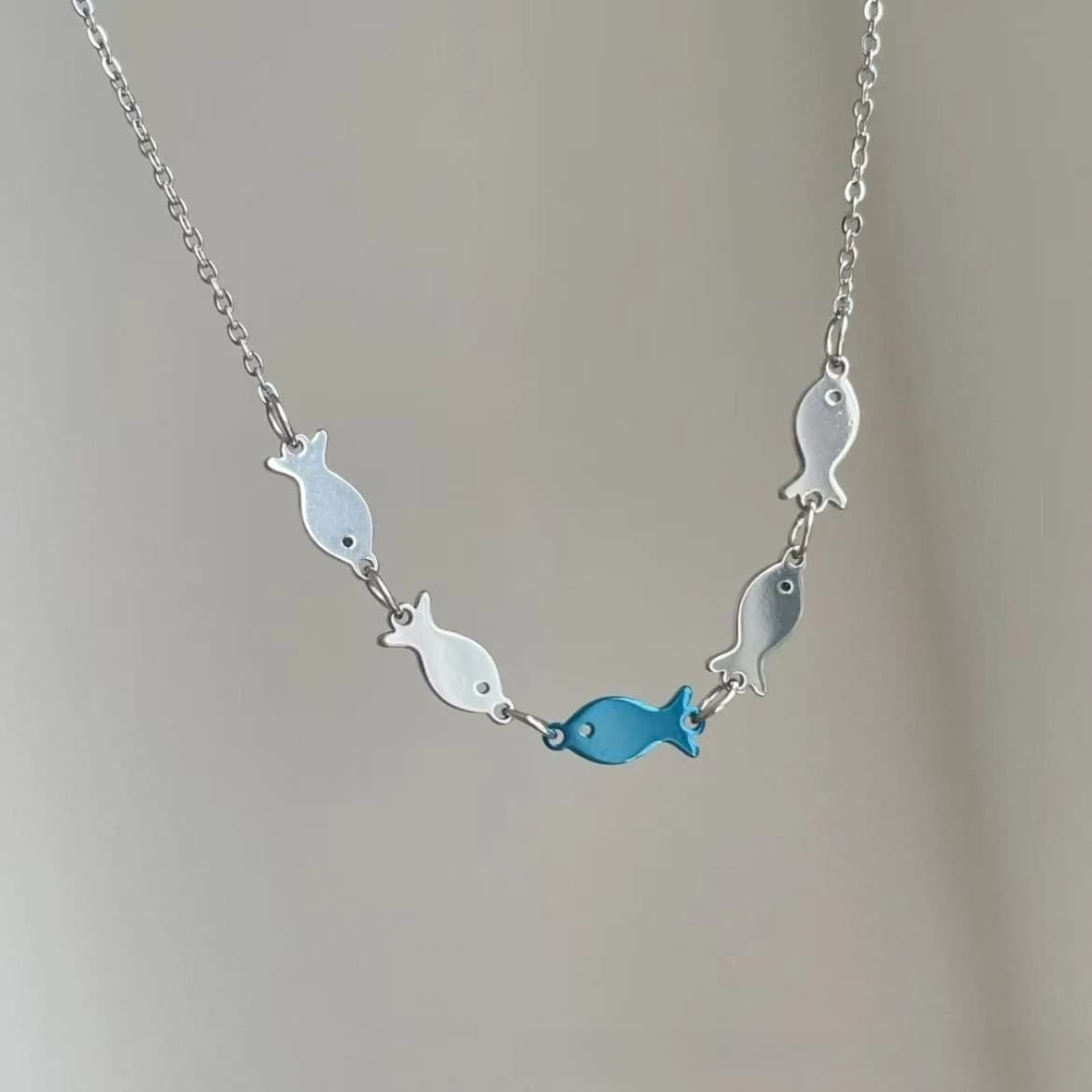 Vintage Up against the Tide Fish Necklace, Niche Long-Style Viral Bestseller Necklace