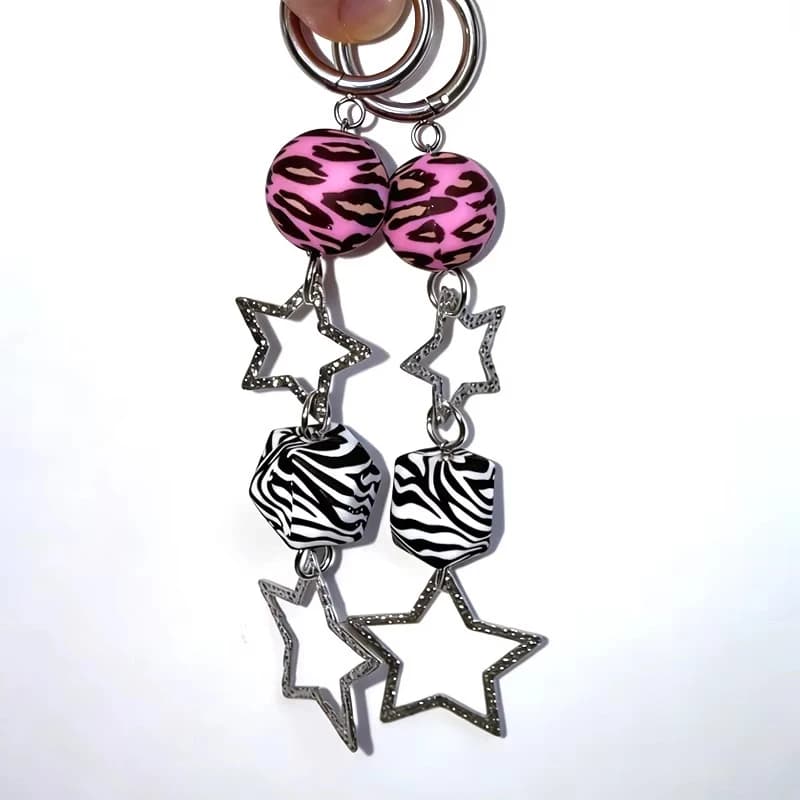 【xxx】Y2K Jewelry Zebra Leopard Print Earrings For Women Sexy Kawaii 90s Aesthetic Star Drop Earrings Goth Punk Accessories[S14]