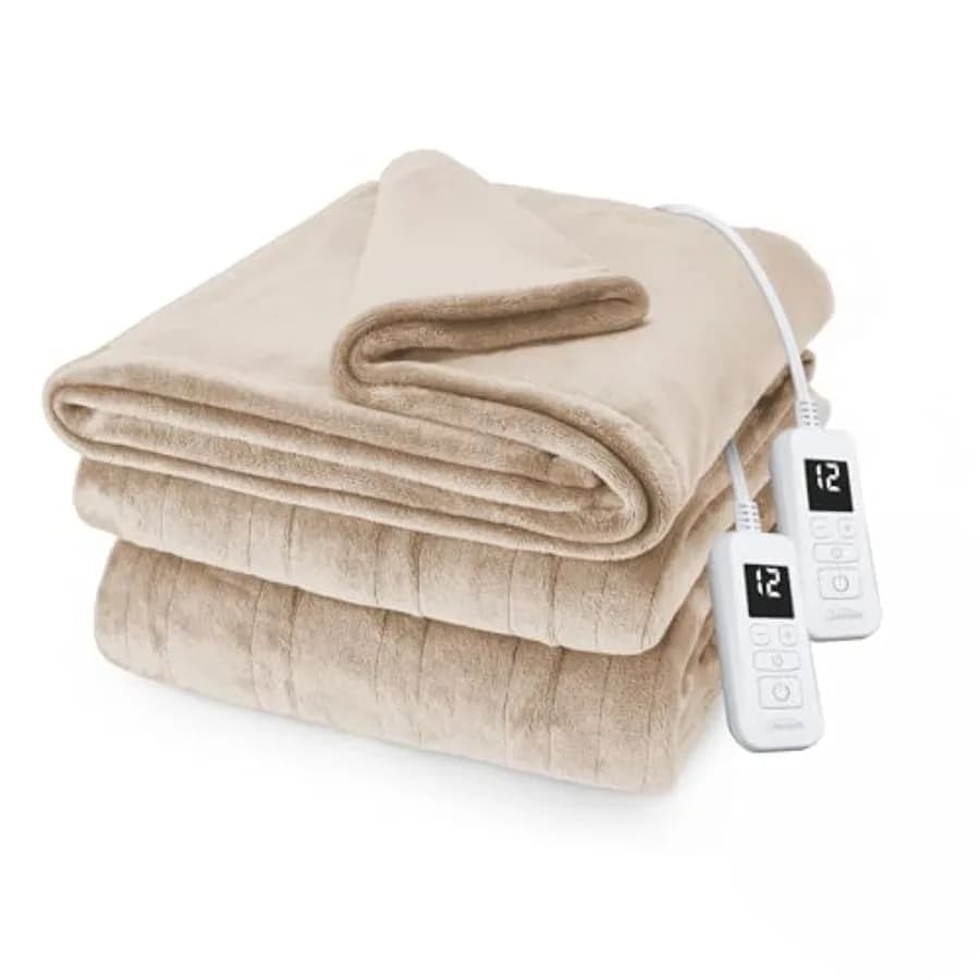 Coperta Elettrica Riscaldata in Velluto Royal Posh, Misura Queen 90" x 84", 12 Impostazioni di Calore, Spegnimento Automatico Selezione 12 Ore, Riscaldamento Rapido M
