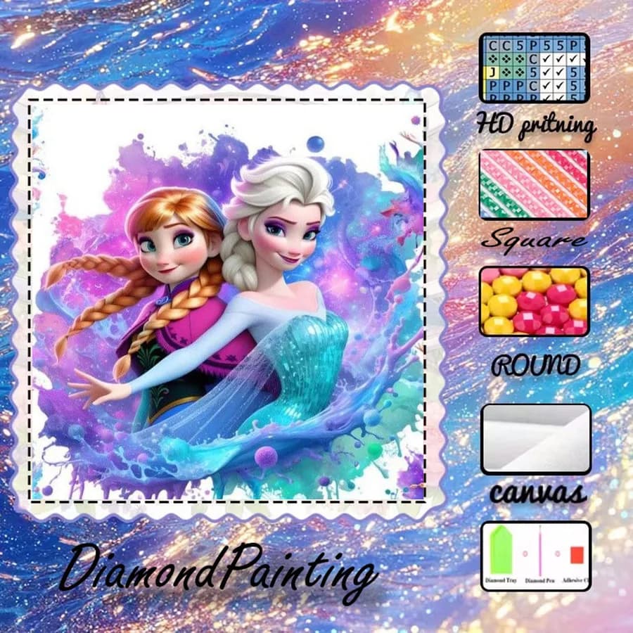 1 piece - 5D-DIY - Flocking cloth - Special drill - Diamond painting set - Sister Magic - Mosaic - Diamond Art