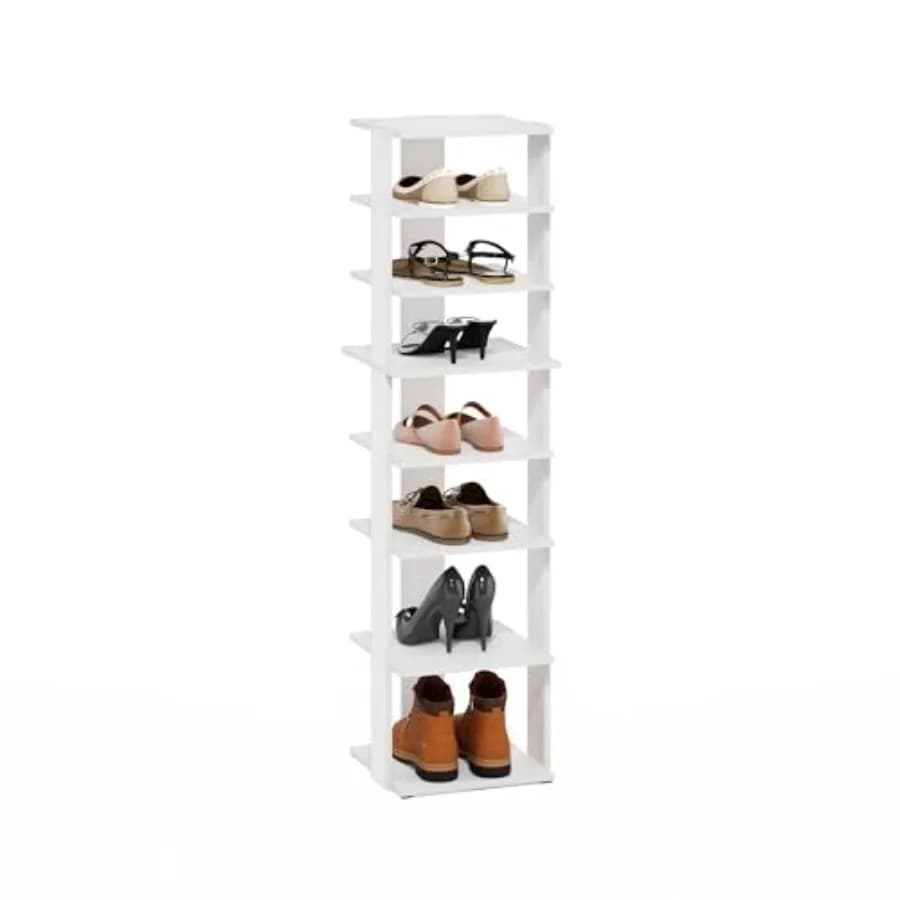 Scarpiera Verticale Compatta, Organizzatore per Scarpe a 8 Livelli, Portascarpe Autoportante, Scaffale per Stivali e Sneakers, 12 x 12,6 x