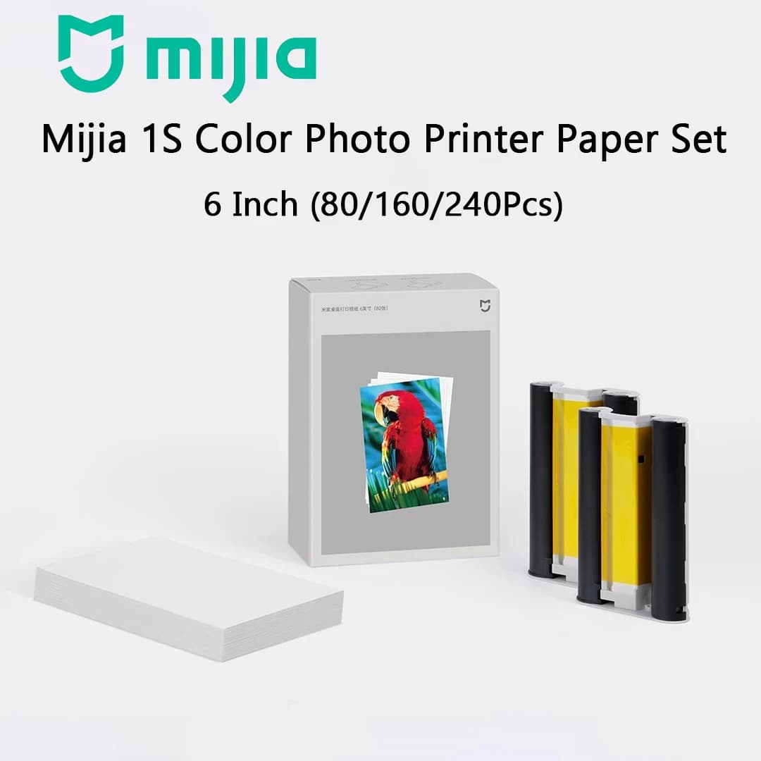 Stampante Fotografica Originale Mijia 1S, Set di Carta Fotografica a Colori da 80/160/240 Pezzi, Alta Definizione, Sublimazione, Carta Fotografica Portatile da 6 Pollici