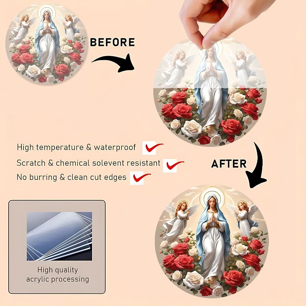 New Flower Cluster Angel Girl Warm Mother Daughter Acrylic Disc Hanging Pendant With Rope For Home Wind Chimes Decoration