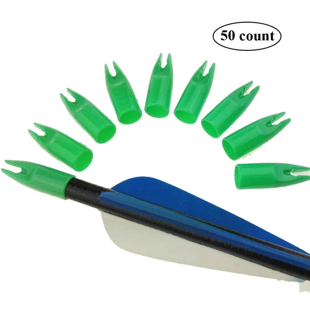 50cps Archery Arrow Nocks for OD 8mm Carbon Shaft Plastic DIY Arrow Tails Wood Arrow Rod Bow Targeting Shooting Hunting Acc