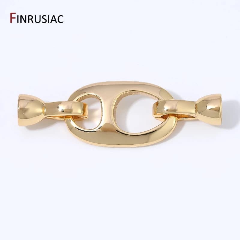 18K Gold Plated Brass Coffee Bean Shape Clasp,Oval Fastener End Connector For DIY Necklace Bracelet Making Supplies