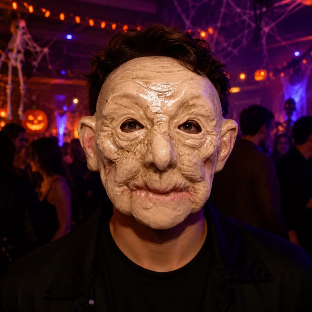 Novelty Realistic Halloween Scary Mask Creativity Spooky Old Man Mask Breathable Funny Full Face Mask Masquerade