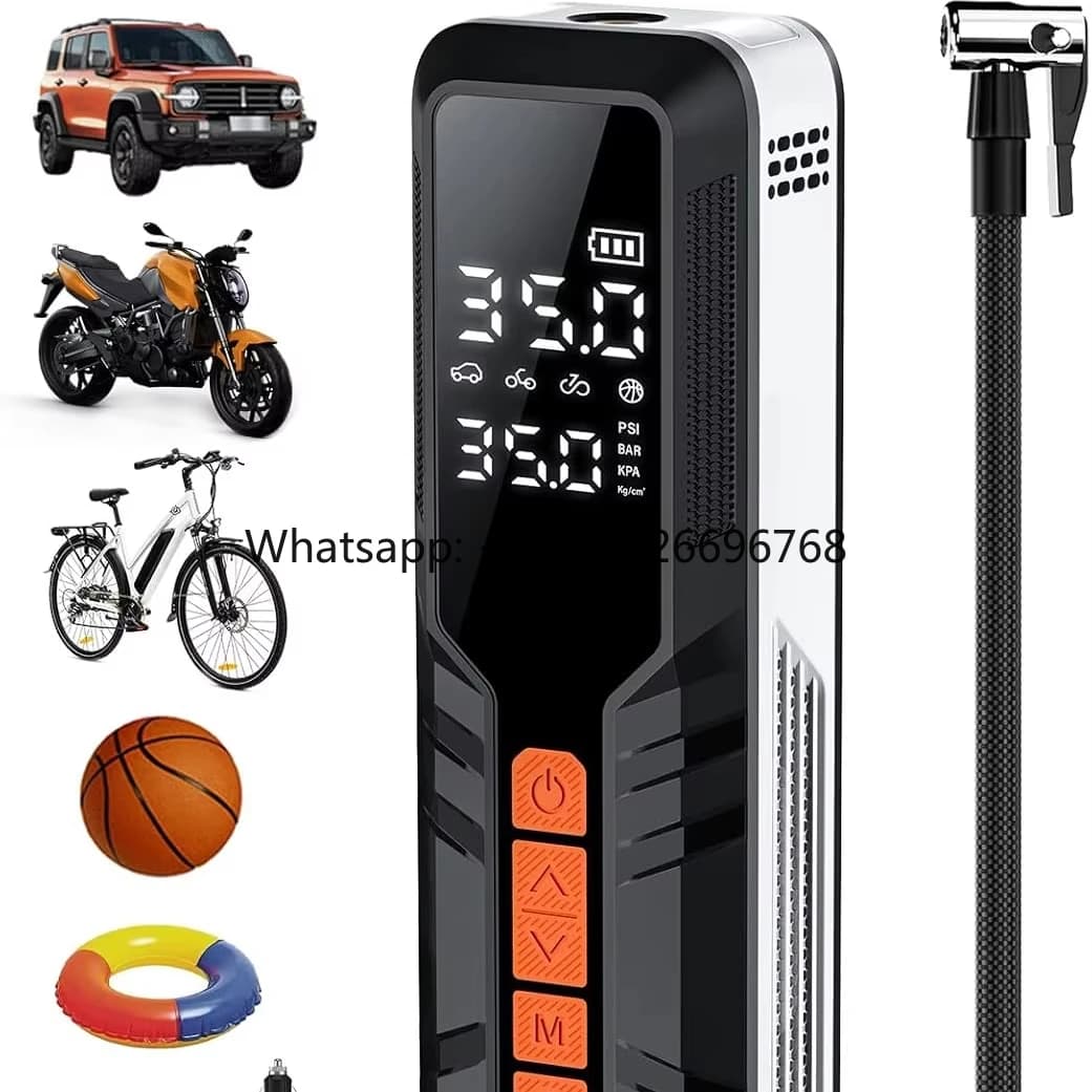 Mini Compressore d'Aria Digitale Portatile Senza Fili con Gonfiatore Pneumatici DC 12V per Bici, Palloni e Auto, con Funzione di Arresto Automatico e Power Bank