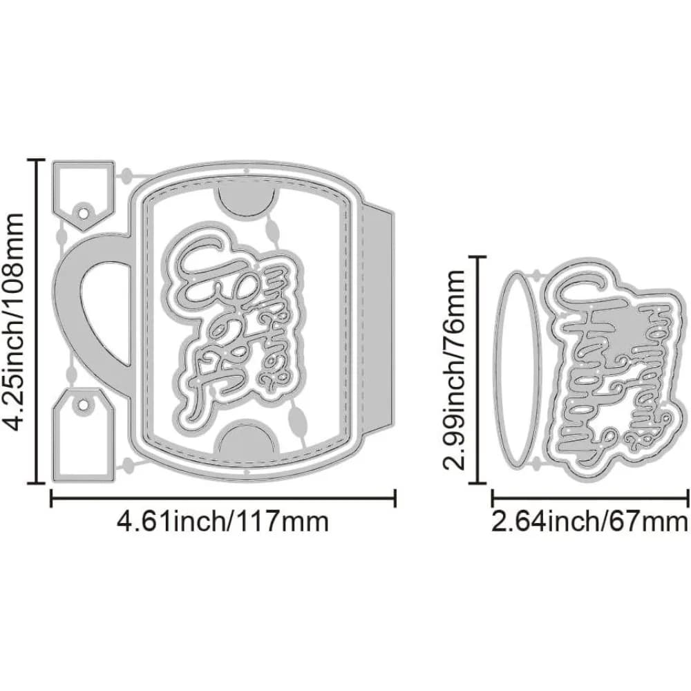 2pcs Cup Gift Card Holder Cutting Dies Coffee Cup Label Cutting Dies Tea Cup for DIY Scrapbooking Card Making