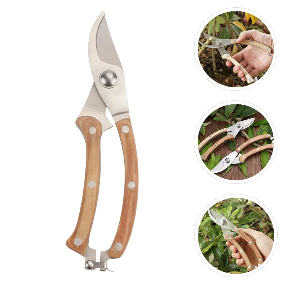 Gardening Scissors Stainless Steel Practicals with Safety Block and Anti-slip Handle for Potting of Coppers, Flowers and Shrubs