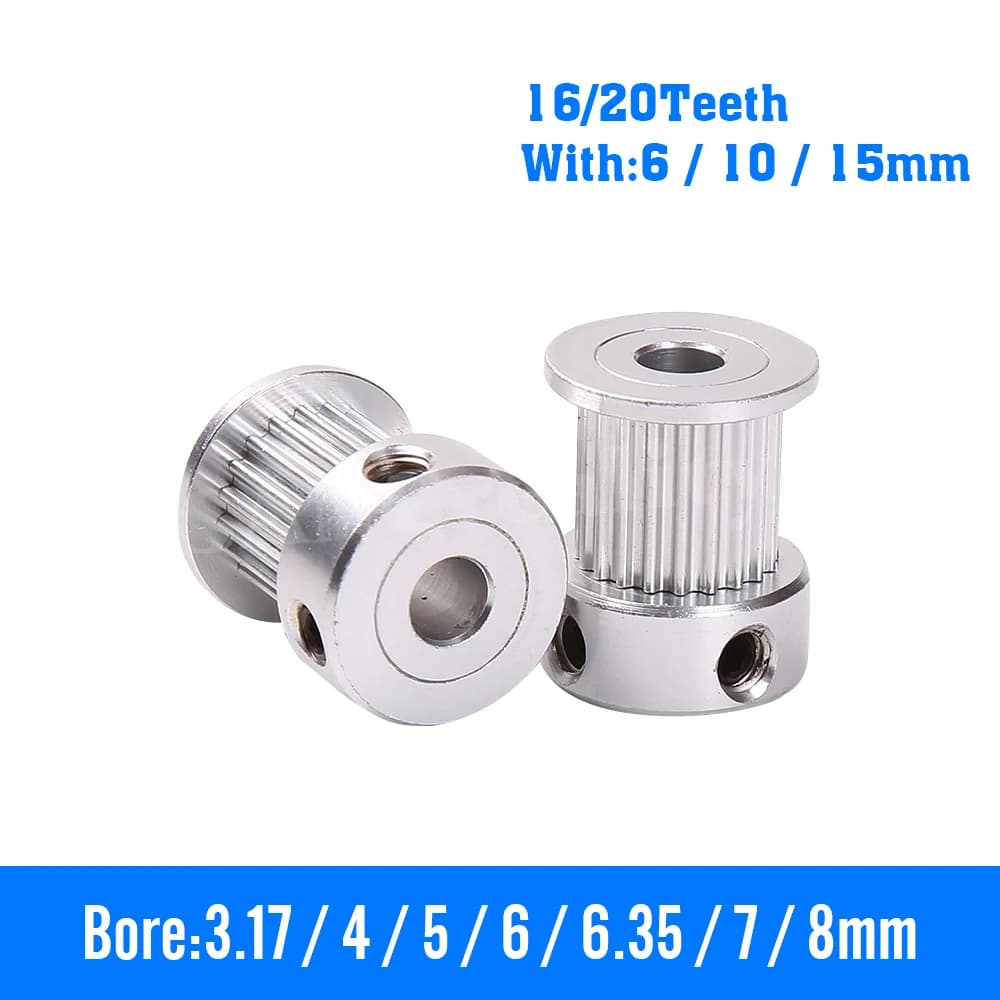 16T/20T GT2 Parte della stampante 3D Puleggia dentata 16 denti 2GT 20 denti Foro in alluminio 5/8mm Parte dentata ruota sincrona per larghezza 6/10mm