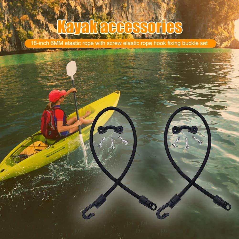 Rod Strap Holder Portable Elastic Rope Hook Fixing Buckle Set Adjustable Deck Mount Connector Canoe Kayak Marine Accessories