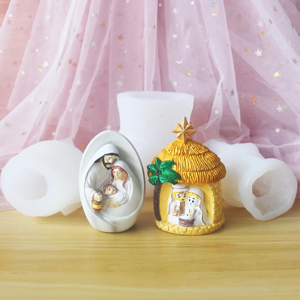 Easter Christianity Jesus Gypsum Silicone Mould Home Decoration Ornament Making Tool Angel Wings Handmade Resin Clay Candle Mold