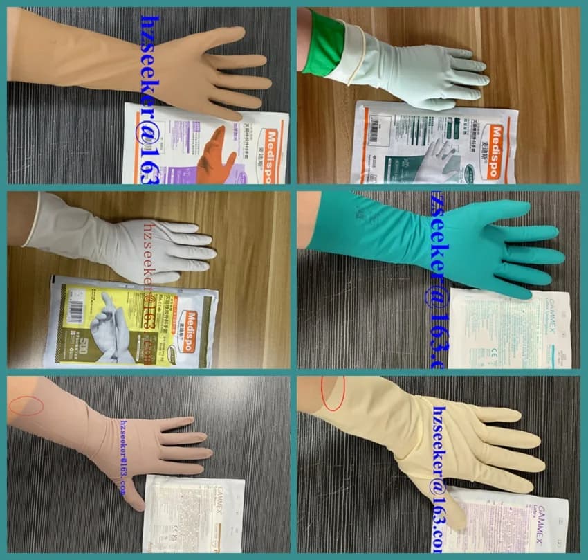 Combinazioni di guanti (6 paia) da 12 pollici, marche: Ansell, Medispo, guanti chirurgici in lattice, senza polvere