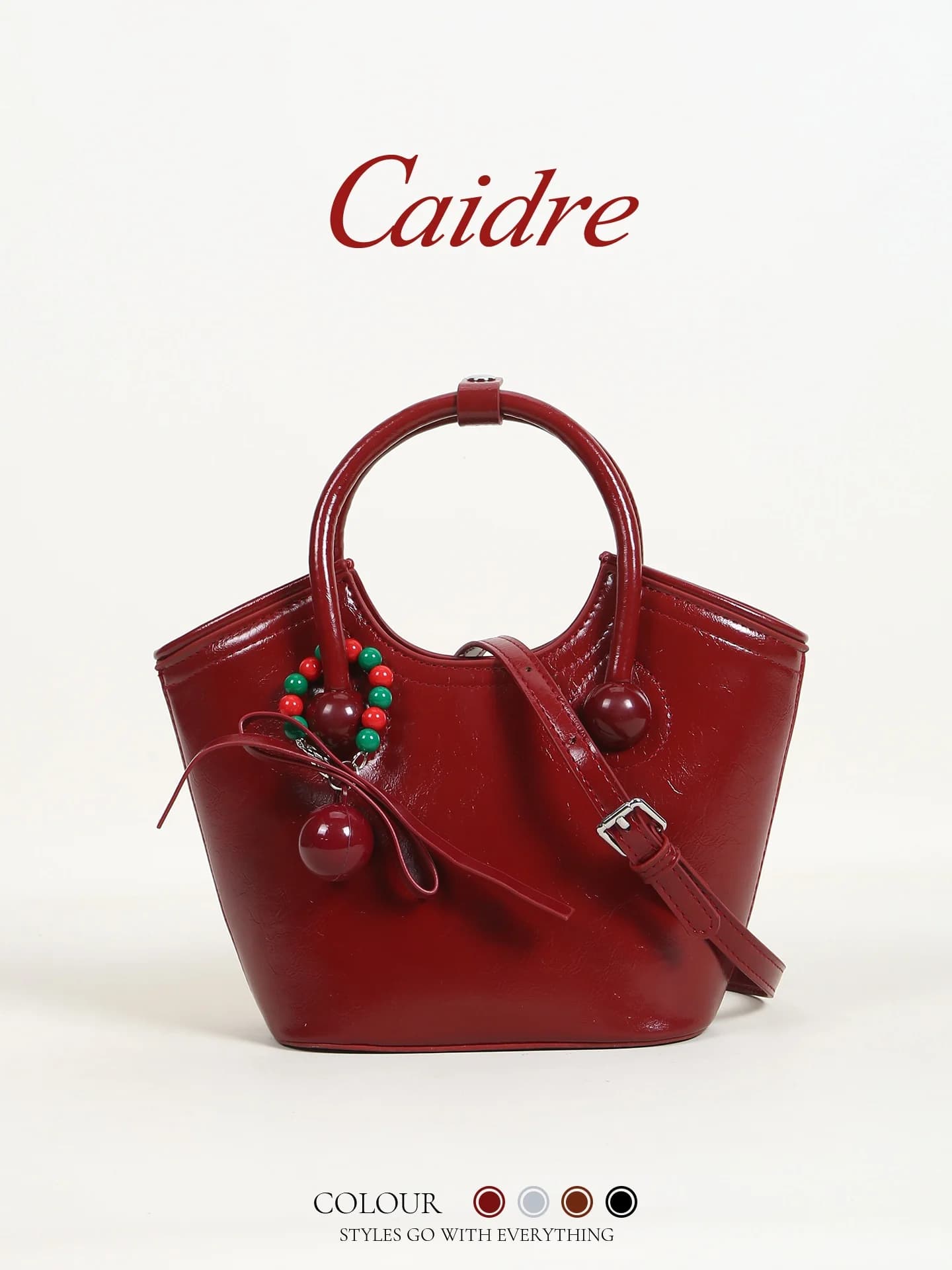 Red Caidre Women's Crossbody Bucket Bag Commuter Shoulder Handbag Soft Korean Style Summer 2025 Pure Color Casual Bag