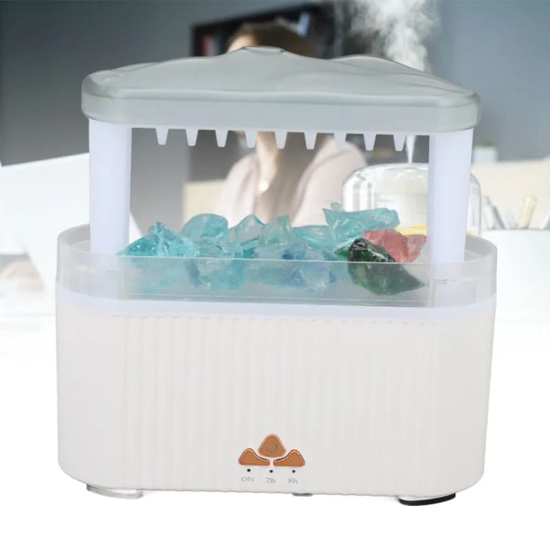 Umidificatore a Forma di Nuvola Colorata con Luce Notturna, Diffusore a Goccia d'Acqua da 250ml per Camera da Letto, Aromaterapia con Oli Essenziali