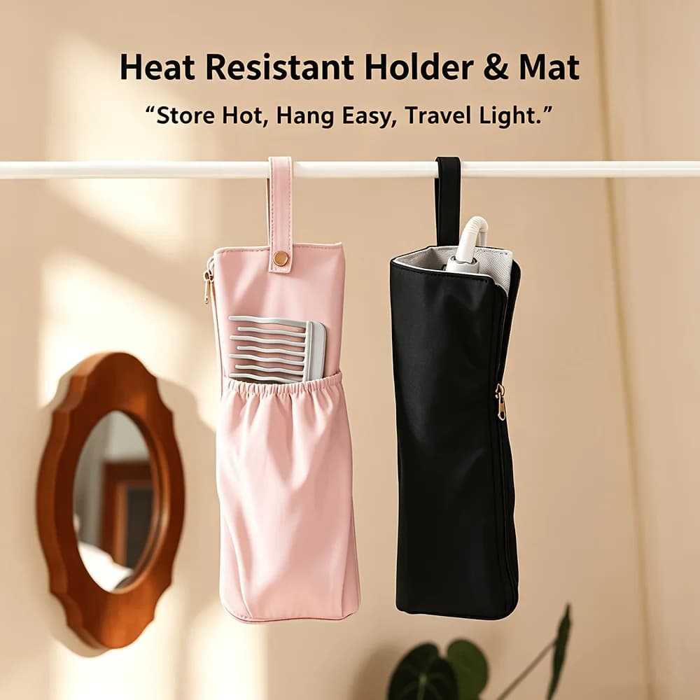 Portable Insulated Hair Styling Tool Travel Storage Bag, Hanging Design Pouch for Curling Iron, Straightener And Flat Iron