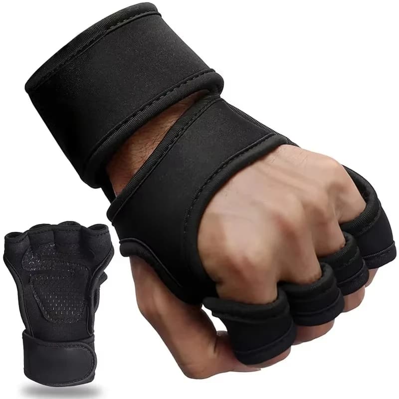 Men's Sports Gloves Body Building Gym Anti-slip wrist palm protective gloves with half fingers