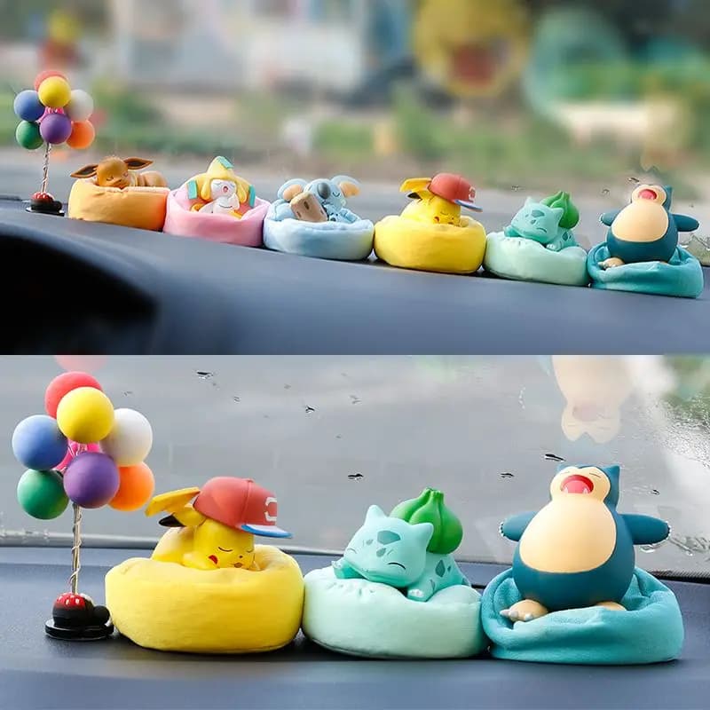 Serie Pokémon in Posizione Dormiente, Trendy Blind Box, Peluche Pokémon per Auto, Statuetta da Scrivania, Giocattolo