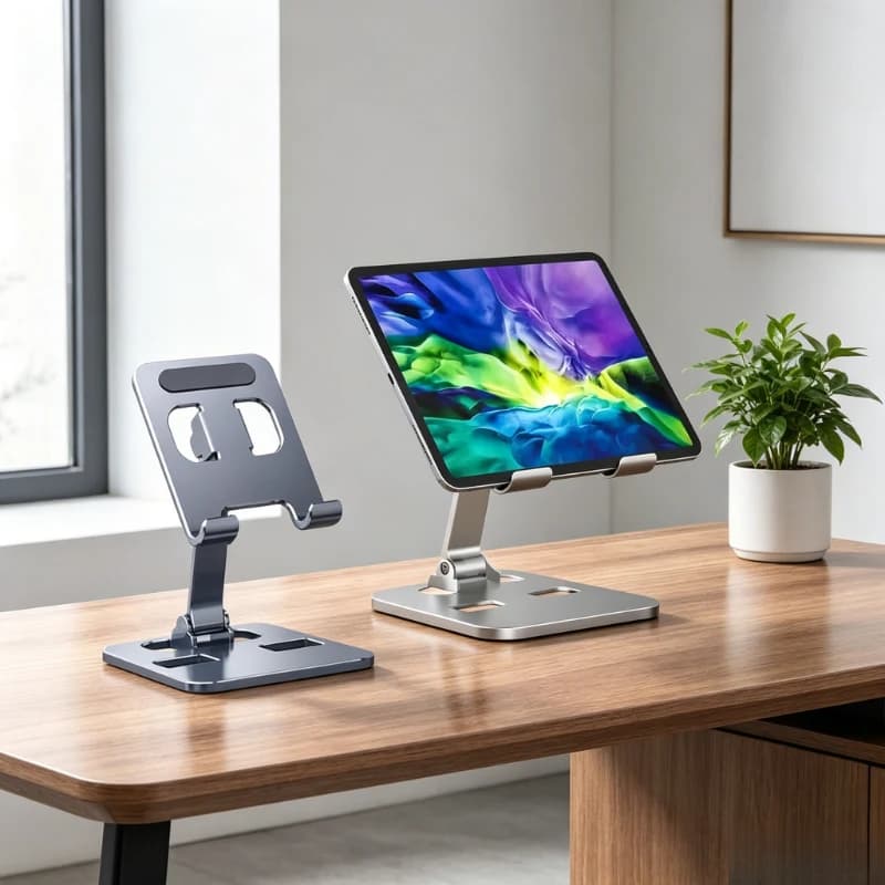 All Aluminum Alloy Tablet Phone Holder, 360° Adjustable Flexible Stand, Anti-Slip Universal Desktop Bracket for iPad Smartphone