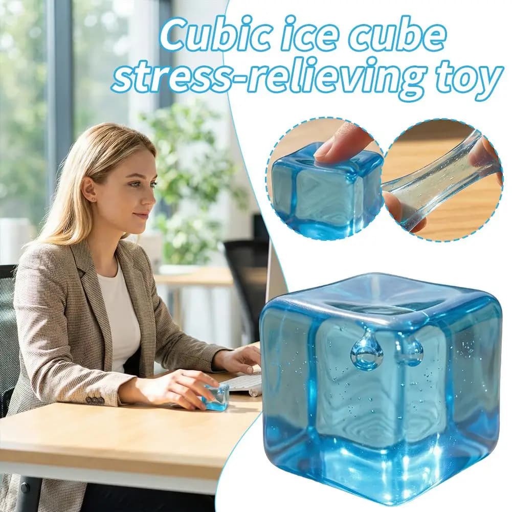 Pallina Antistress a Forma di Cubetto di Ghiaccio, Giocattolo Trasparente a Lenta Risalita, Antistress per Ansia, Giocattolo Sensoriale Rinfrescante per Bambini