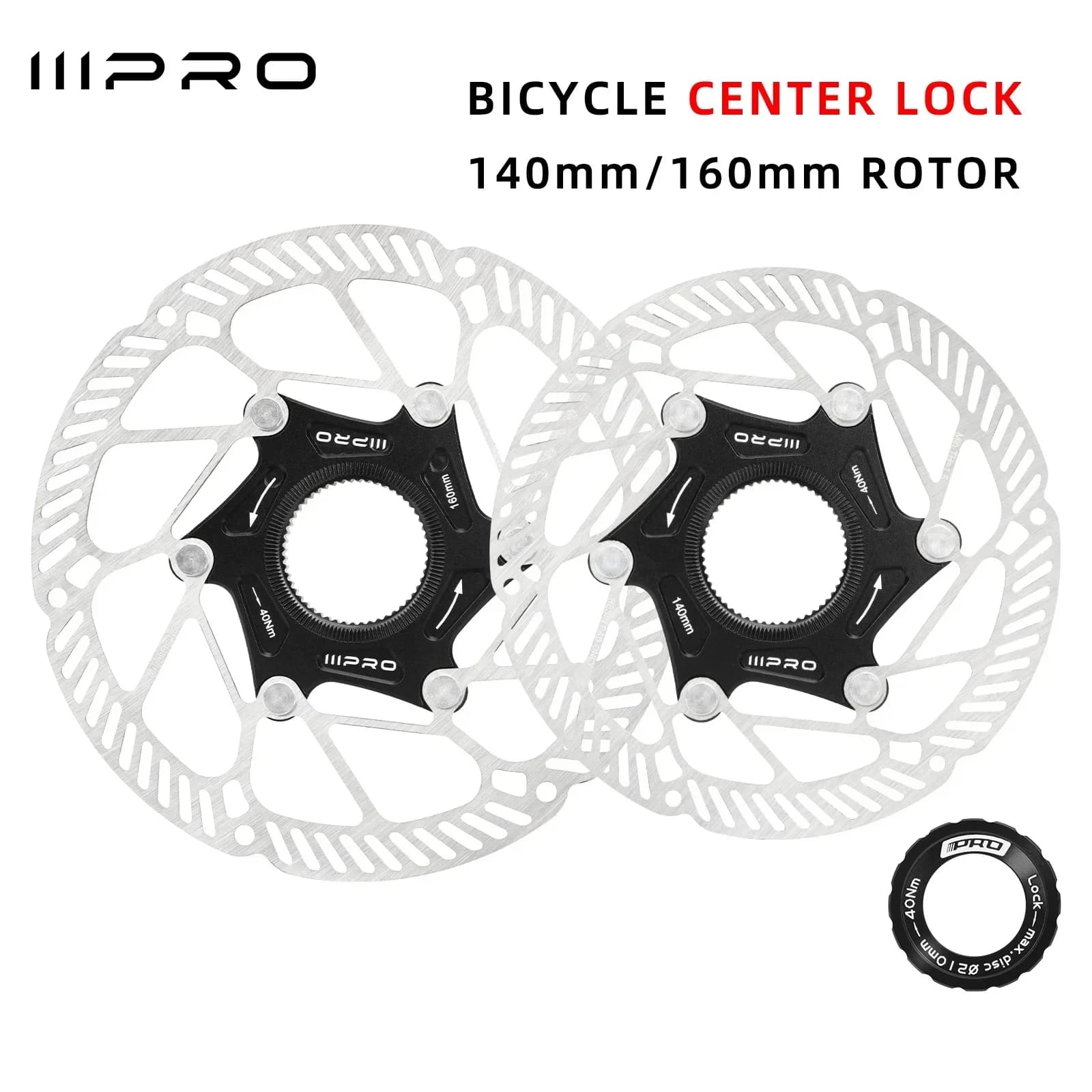 Rotore del freno a disco IIIPRO Rotore del freno a disco ultraleggero con bloccaggio centrale 140/160mm 1,8mm di spessore Disco cavo per bici da strada/MTB