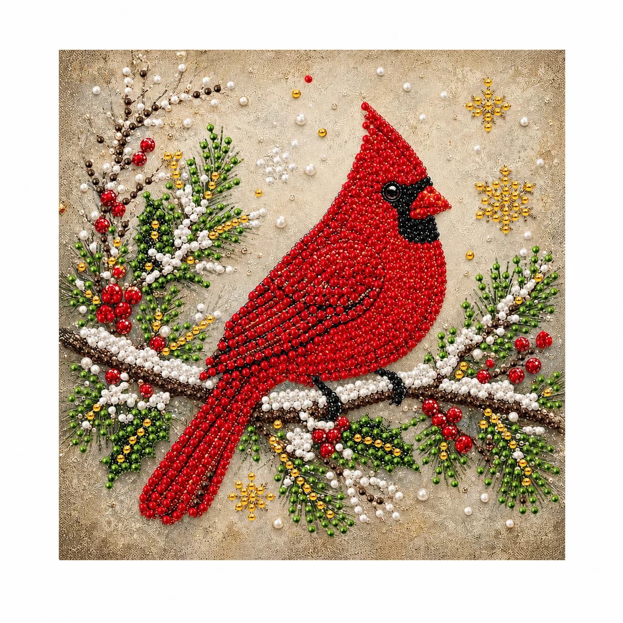 DIY Pearl Diamond Painting Kit Special Shaped Rhinestone Cardinal Bird Animal Home Art Decor Picture Beginners Arts and Crafts