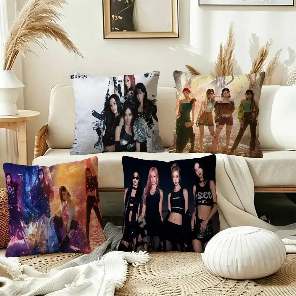 Kpop Group A-Aespas Decorative Room Aesthetics Pillow Case Home Decor Bedroom Sofa Bed Couch Pillow Cover 45x45