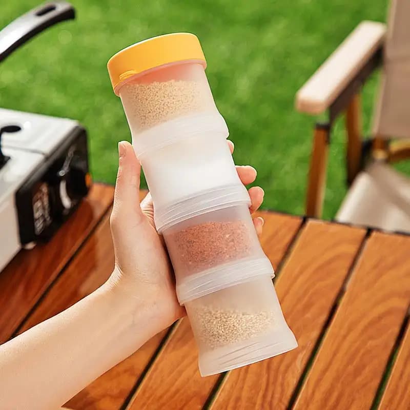 Set di 4 Contenitori Portatili per Spezie da Viaggio, Bottiglie Staccabili per Picnic, Barbecue e Pesca ABENUOR