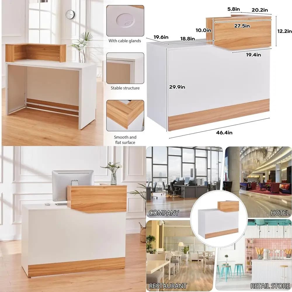 Scrivania 47 con Gestione Cavi, Ideale per Negozi, Reception, Saloni di Bellezza, Barbieri e Piccole Imprese