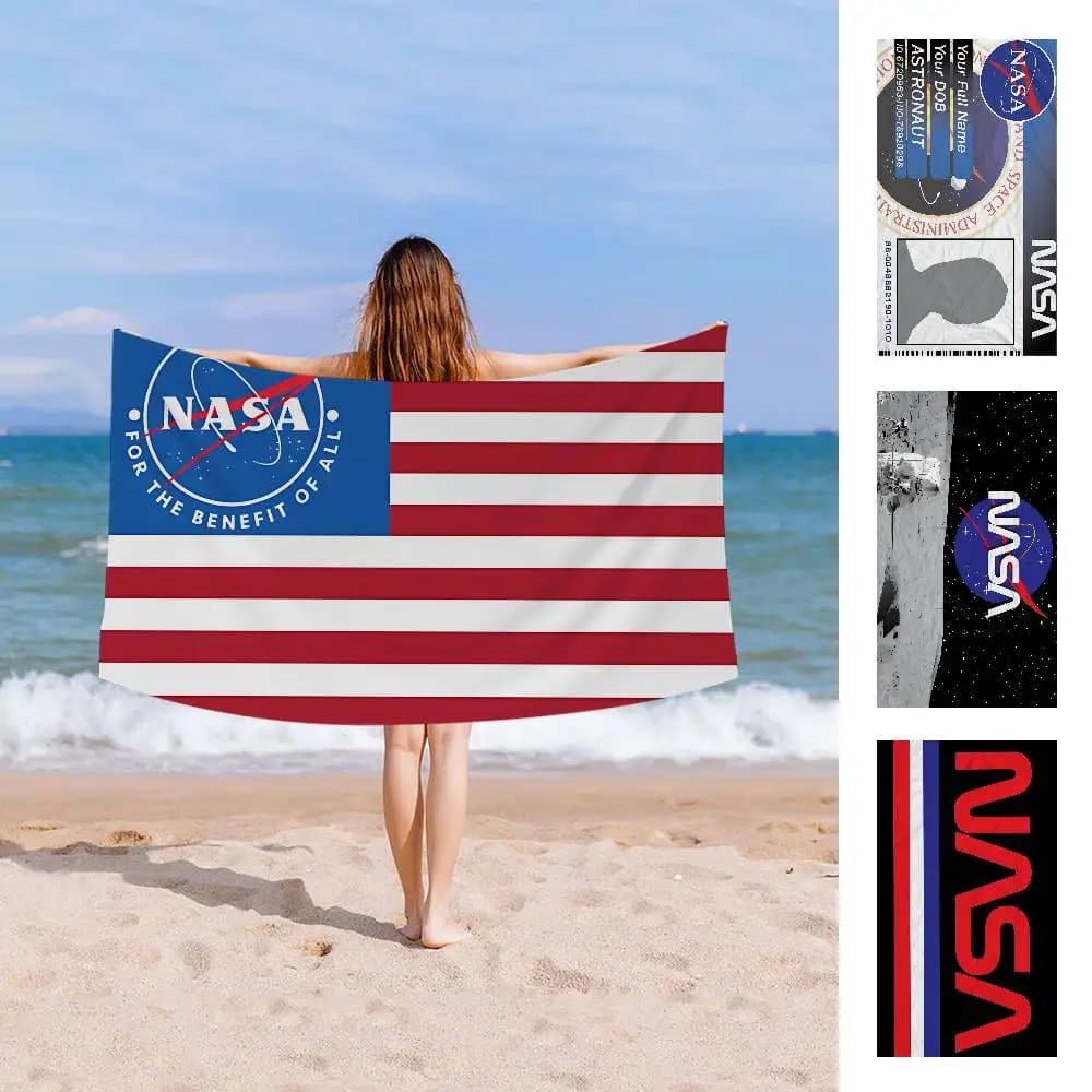 Asciugamani da Spiaggia in Microfibra LOGO USA Agency N-NASA, Asciugamani ad Asciugatura Rapida, Asciugamani da Spiaggia e Piscina per Viaggi, Nuoto, Yoga