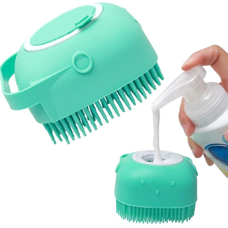 Spazzola per shampoo per cani da compagnia 2,7 once 80 ml Pettine per massaggio per gatti Scrubber per toelettatura per il bagno Capelli corti Gomma siliconica morbida