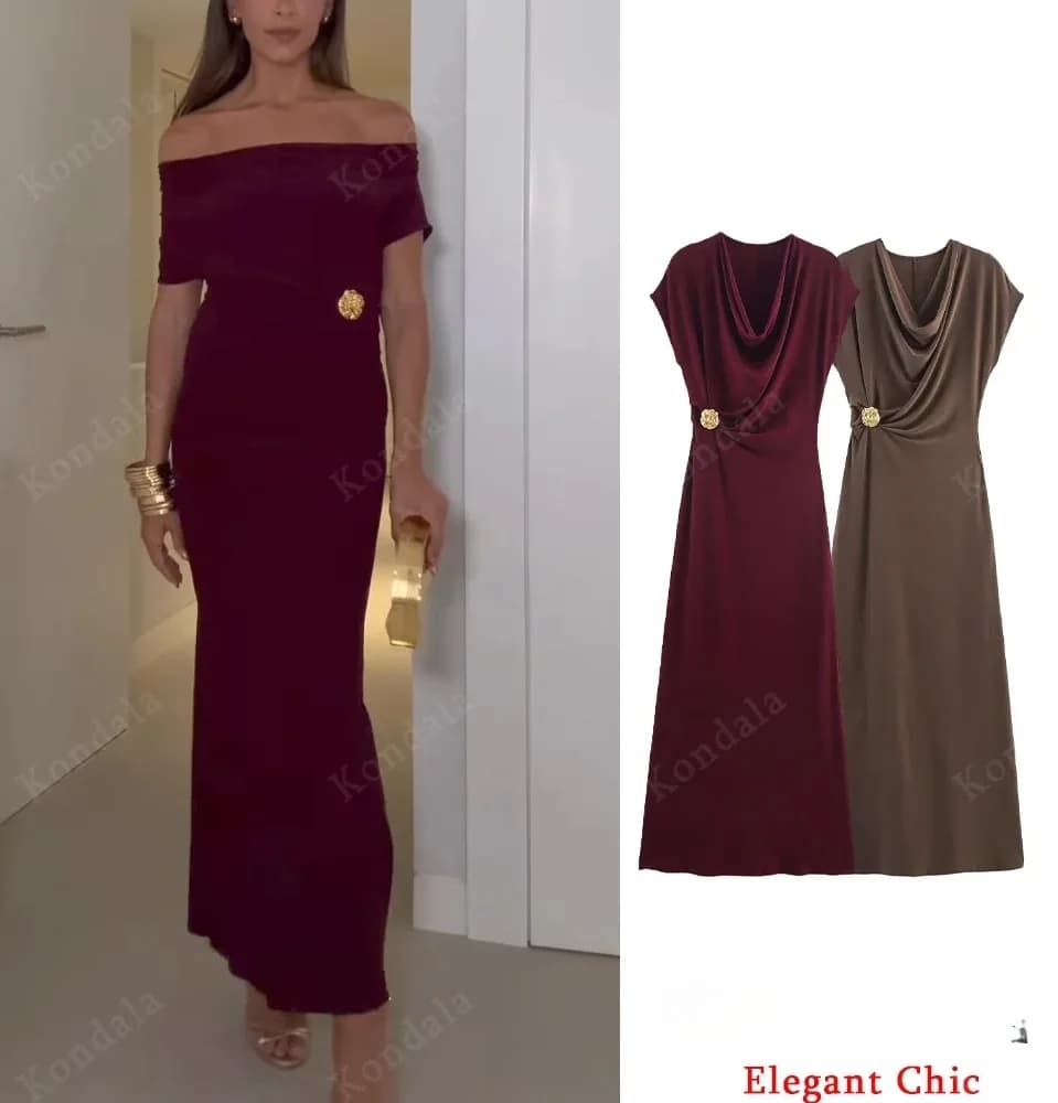 KONDALA Elegant Slim Dating Dress O-Neck Sleeveless Long Dress 2025 Fashion Spring Fall Women Minimalist Elegant Dress