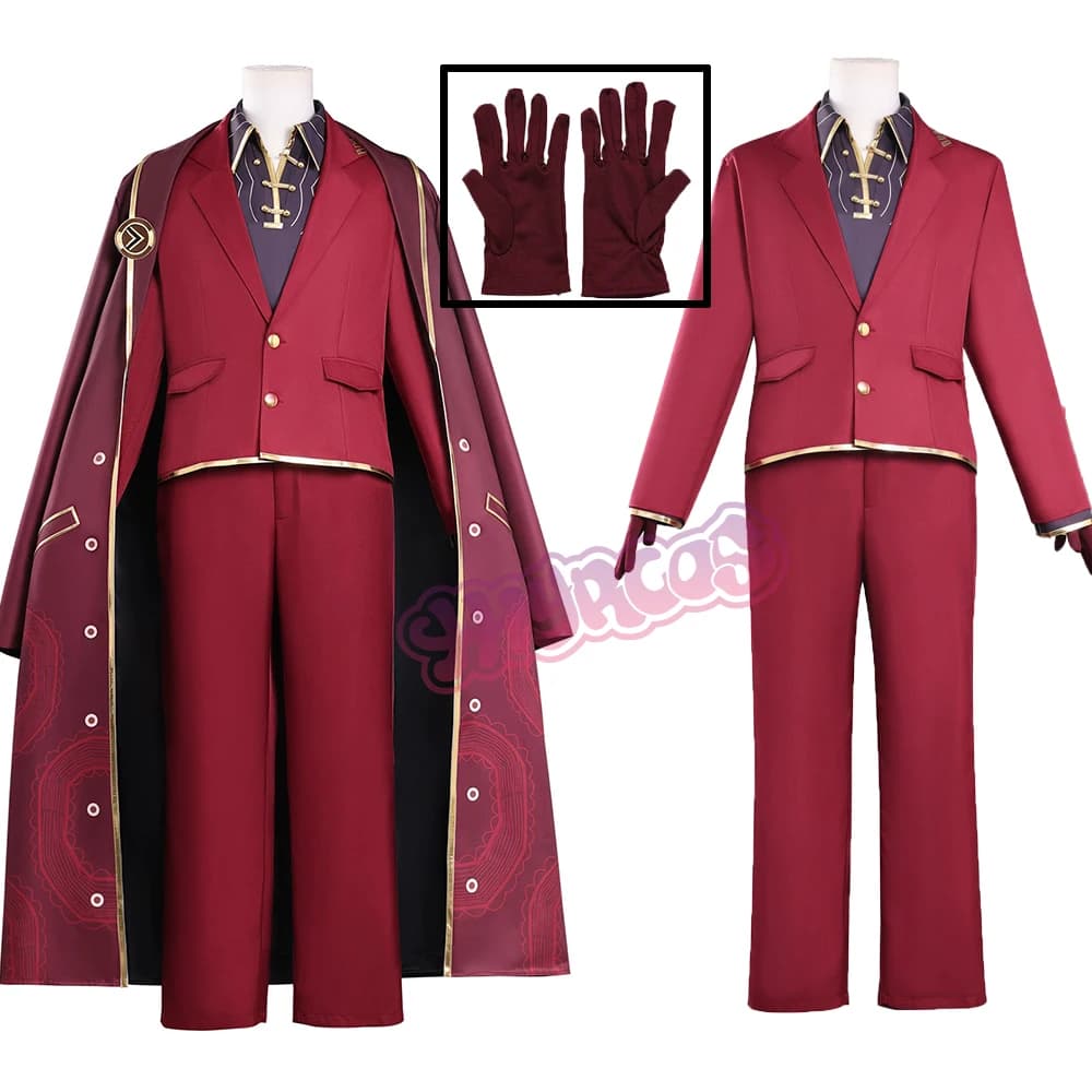 Set di 6 Pezzi Costume Cosplay Lei Heng, Abbigliamento del Gioco Anime Limbus Company, Accessori Halloween, Guanti, Cintura per Uomo e Donna