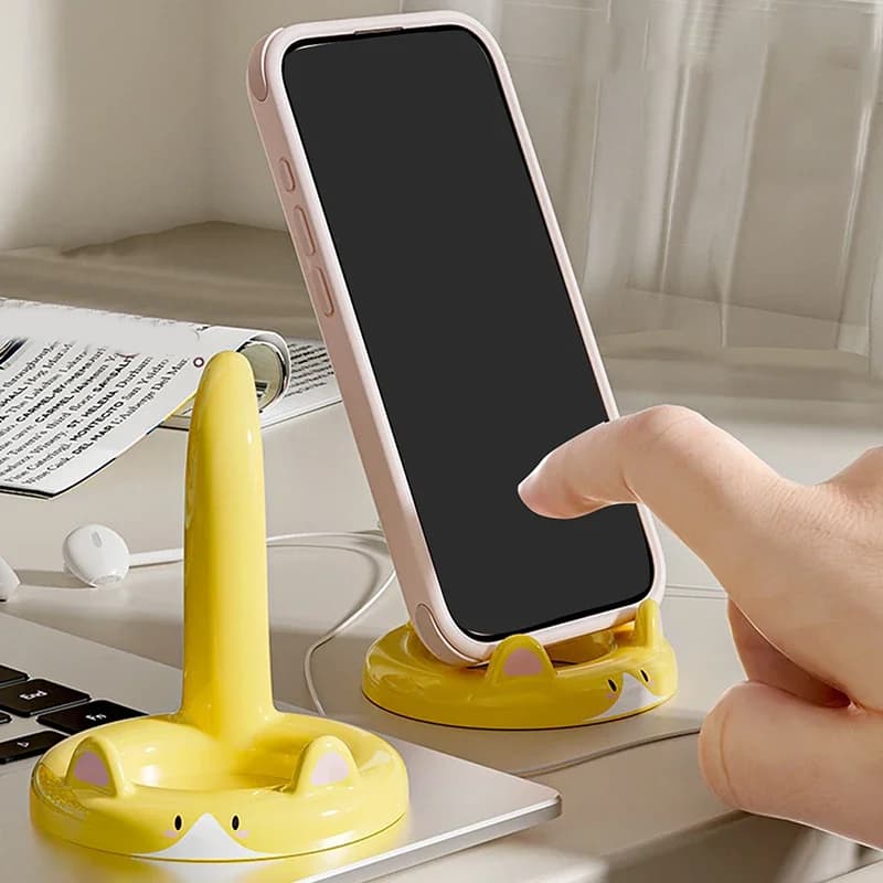 Simpatico supporto per telefono cellulare con gatto cartone animato, mini supporto da tavolo creativo, ornamento decorativo