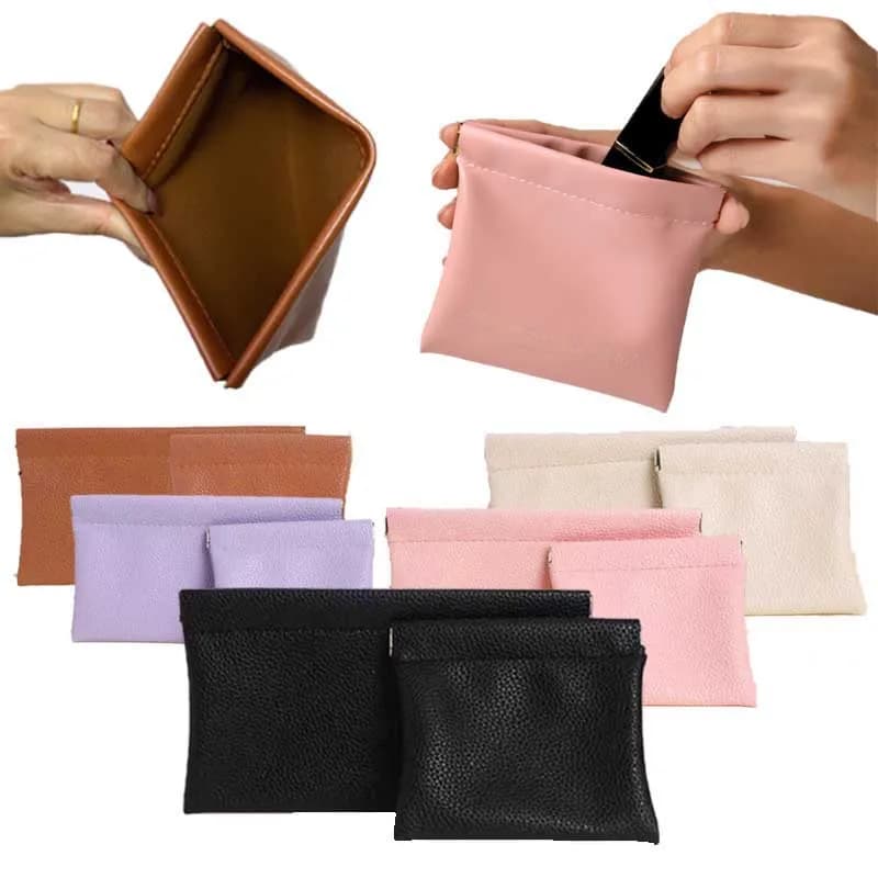 Borsa portaoggetti in schegge PU con chiusura automatica alla moda Cavo dati per auricolari Rossetto Gioielli Mini borsa portaoggetti impermeabile portatile